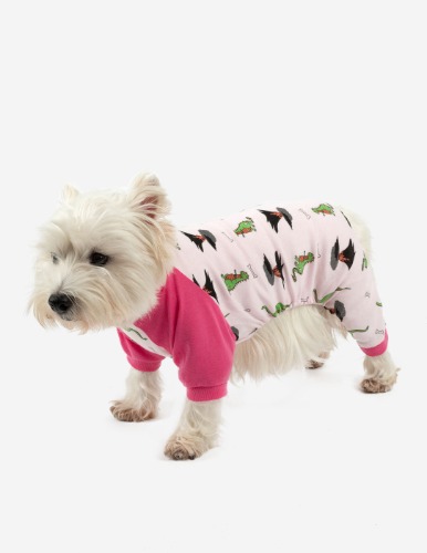 Dog Pink Dinosaur Pajamas - dinosaur-volcano-pink / Medium