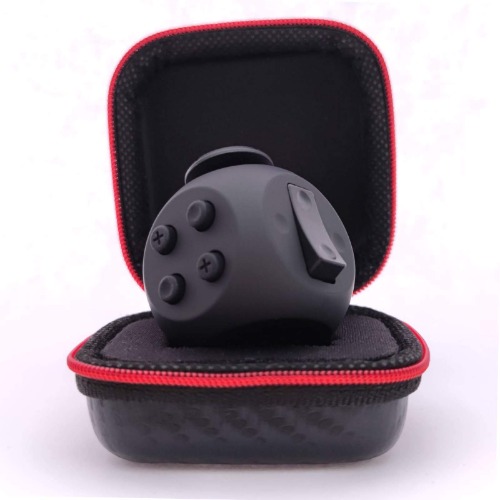 PILPOC theFube Fidget Cube - Deluxe Authentic Fidget Toys for Adults & Kids - Premium Protective Case, Stress Cube, Anxiety Toys, ADHD, OCD, Autism. Quiet Sides & Fidget Clicker Toy (Black)