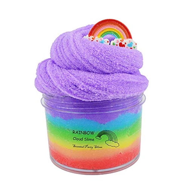 ICHICHI Rainbow Cloud Slime,Non-Sticky and Super Soft Scented Slime,Stress Relief Toy - 7-assorted