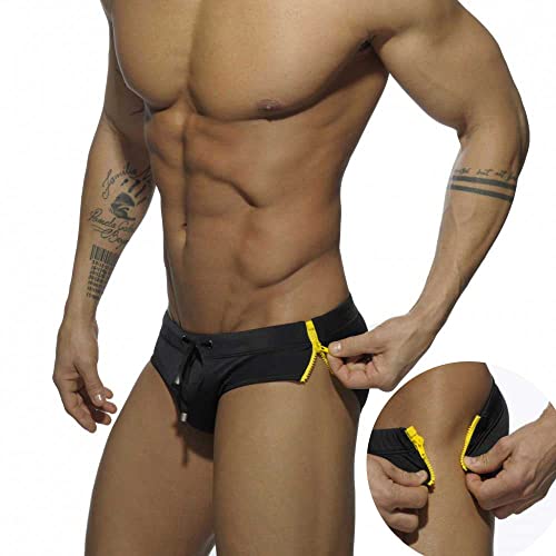 UXH Mens Swimsuit Briefs Padded Swimwear Male Sexy Fashion Swimming Bikini Board Briefs… - Medium - Black