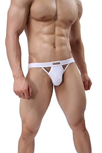 BRAVE PERSON Jock Strap Mens Underwear Briefs Sexy Assless Jockstrap Athletic Supporter - Medium - White