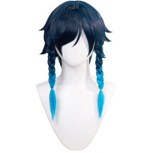 【Ready For Ship】【Gradient Ver 】DokiDoki Game Genshin Impact Venti Cosplay Wig Black Blue Wig | Venti