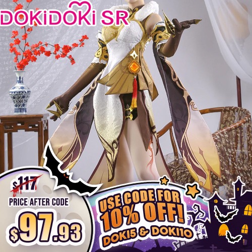 【Ready For Ship】DokiDoki-SR Game Genshin Impact Cosplay Ning Guang Costume NingGuang | Costume Only-L