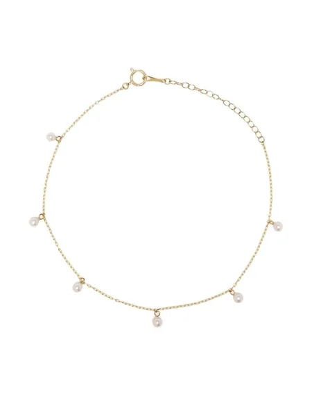 14kt yellow gold Floating pearl anklet