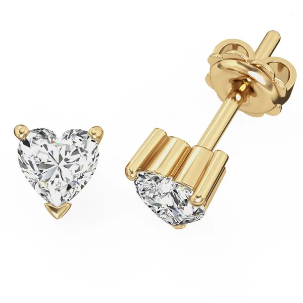 Heart shaped diamond earrings in 18ct yellow gold
