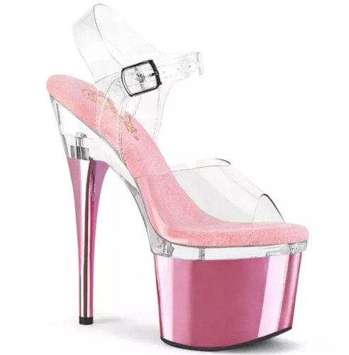 Platform High Heels ESTEEM-708 - Baby Pink Chrome