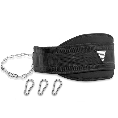 GORNATION® Dip Gürtel bis 1000kg belastbar | Befestigung von Zusatzgewicht mit Kette für Fitness, Calisthenics & Bodybuilding | Dip Belt für Gewichte mit rostfreiem Edelstahl - mit Kette
