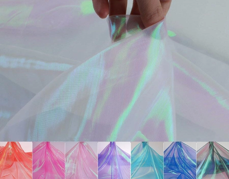 Bright Shiny Iridescent color sheer voile organza fabric for dress making 60 inch - sold by the yard