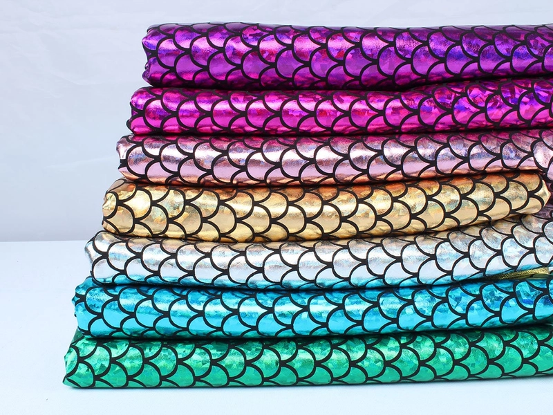 Sparkly Hologram Spandex Mermaid Printed Swimsuit Fish Scale Fabric Stretch fabric Dancer Swimwear - 60" Wide by the Yard