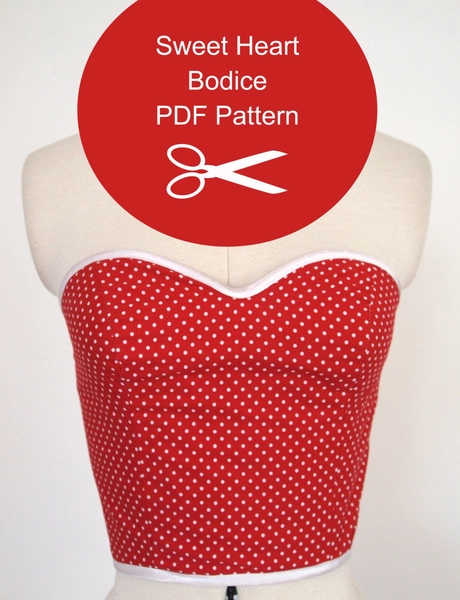 Strapless Top - Sewing Pattern - Instant PDF Download - Multi Size - Womens 1950s Bodice