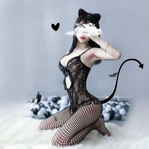 Seductive Black Lace Fishnet Bodystocking for a Naughty Surprise
