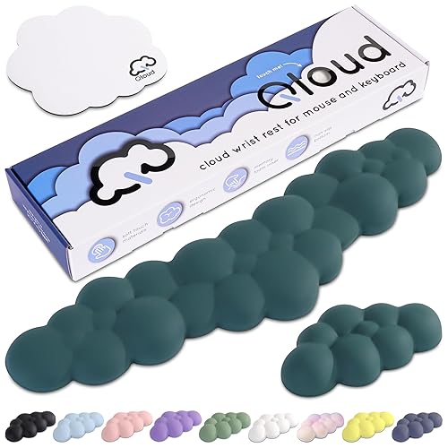 Qloud Cloud Wrist Rest Keyboard – Cloud Palm Rest Keyboard Rest Desk Cloud Wrist Pad – Keyboard Wrist Rest for Computer Keyboard Gaming Wrist Rest Cloud Arm Rest Keyboard Wrist Pad - Dark Teal - Dark Green