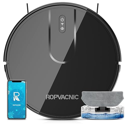 ROPVACNIC Robot Vacuum Cleaner Robot Vacuum and Mop Combo with 4000Pa Suction, Personalized Cleaning Adjustments, Self-Charging Robotic Vacuum Cleaner, Advanced Obstacle Avoidance - Light Black