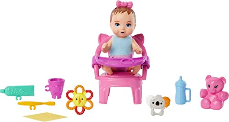 Barbie Skipper Babysitters Inc Baby Small Doll & Accessories, First Tooth Playset with Appearing & Disappearing Tooth - cute - Multicolor