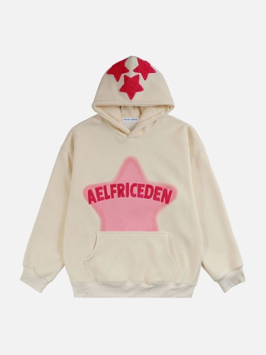 Aelfric Eden Vintage Embroidery Star Hoodie | White / XS