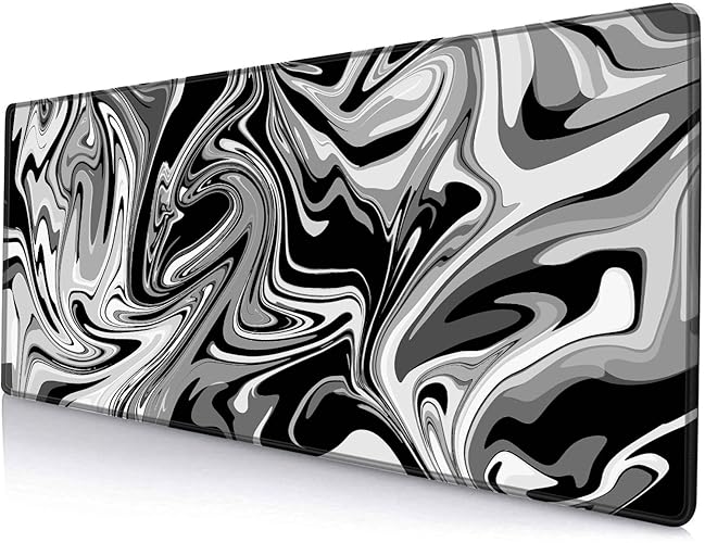 Armanza Large Gaming Mouse Pad, Extended XL Mousepad, Non-Slip Rubber Base Keyboard Mouse Mat Desk Pad for Work, Game, Office, Home, 31.5 x 11.8 in, Black Marble Fluid Design - 01 Black Marble Fluid Design