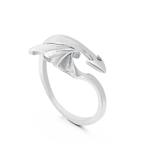 Demon Wing and Arrow Stainless Steel Ring | Silver / 12