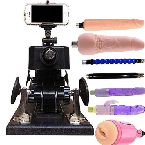 KISSBRIGHT Luxurious Adult Love Machine Sex Toys for Men and Women Multi Speed Adjustable (Attachments x8) Auotmatic Telescopic Dildos Sex Machine Black