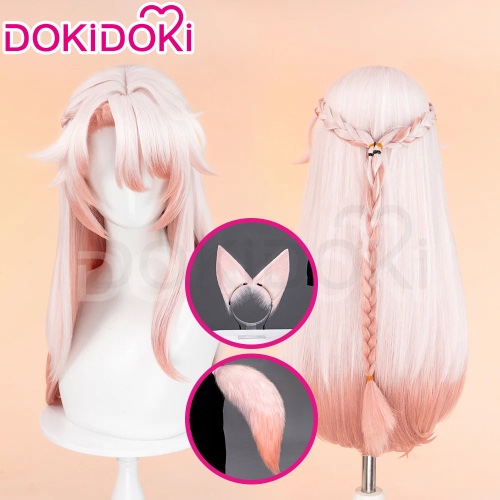【Ready For Ship】DokiDoki Game Honkai: Star Rail Cosplay Jiaoqiu Wig Long Straight Pink Hair / Ear / Tial  Jiao Qiu | Tail Only-Order Processing Time Refer to Description Page