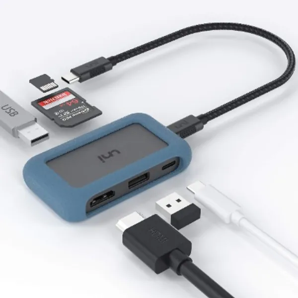 uni USB C Hub 4K, USB Type C 6-in-1 Adapter with 4K HDMI, 100W Power Delivery, 2 USB 3.0, Micro/SD Card Readers, Thunderbolt 3 Compatible with iPad Pro 2020, MacBook Pro, Chromebooks and More