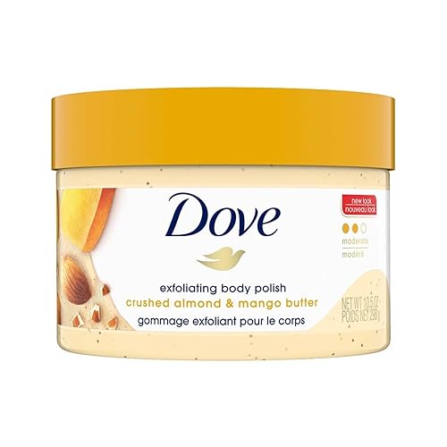 Dove Scrub Crushed Almond & Mango Butter For Silky Smooth Skin Body Scrub Exfoliates & Restores Skin's Natural Nutrients 10.5 oz - Mango,Almond - 10.5 Ounce (Pack of 1)