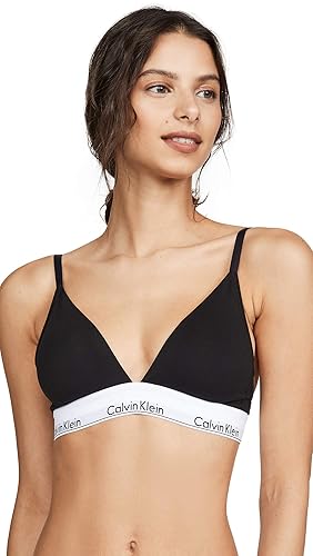 Calvin Klein Women's Modern Cotton Lightly Lined Triangle Wireless Bralette - Small - Black