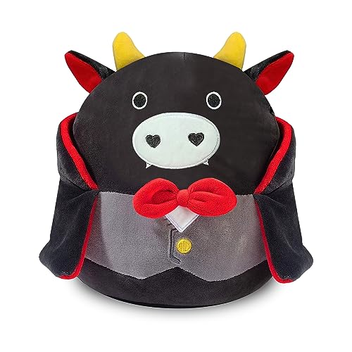 ZRSWQYBZ Halloween Black Cow Plush Pillow Toy,Cute Soft Cow Stuffed Animals Great Gift for Kids Birthdays, Christmas (Vampire Cow) - Vampire Cow