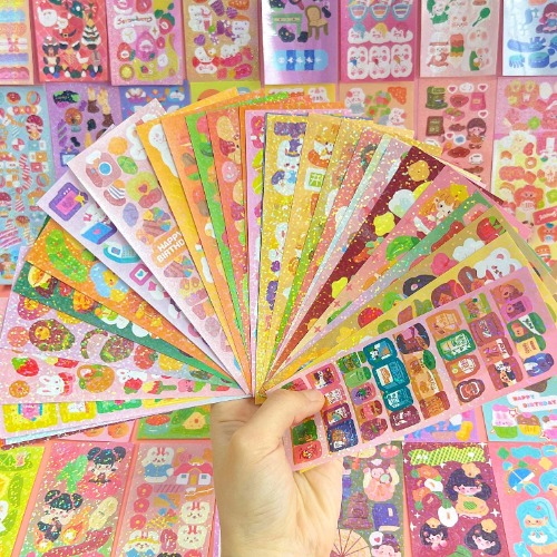 6000pcs Super-Value Non-Repetitive Laser Stickers for DIY Journals - Cute Goo Card Stickers Included!