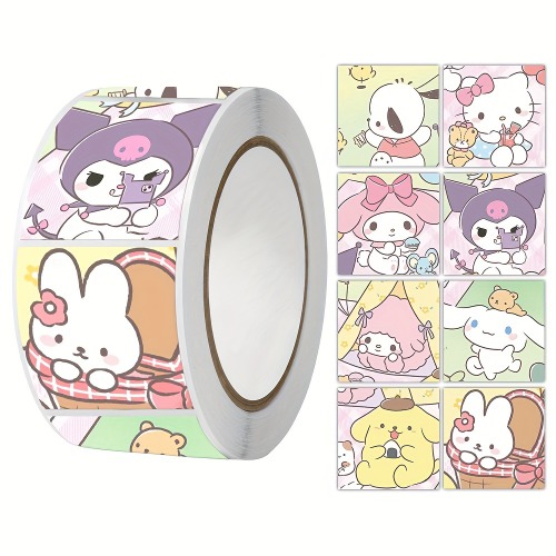 500pcs/roll hello kitty Sanrio Melody stickers decorative handbook stickers tape expression cute cartoon birthday gift Christmas decorations Halloween