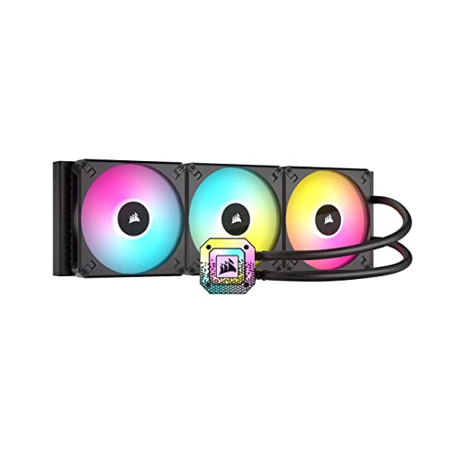 Corsair iCUE H170i Elite CAPELLIX XT Liquid CPU Cooler - Three AF140 RGB Elite Fans - 420mm Radiator - Intel® LGA 1700, 1200, 115X, 2066, AMD® AM5, AM4 - Included iCUE Commander CORE - Black - ELITE CAPELLIX XT - 420mm AIO - Black