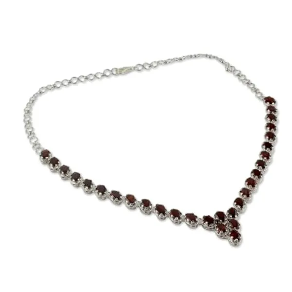 Handmade Garnet Necklace 'Cascading Crimson'
