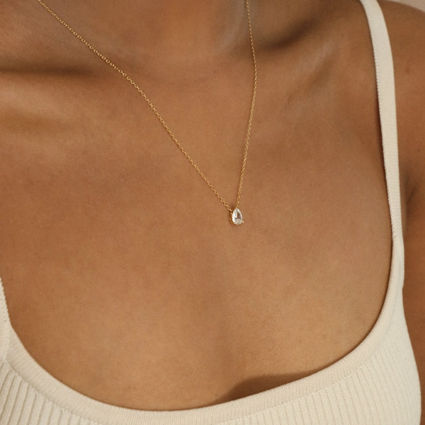 Teardrop Diamond Necklace by Caitlyn Minimalist • Pear Diamond Necklace • Minimalist Jewelry • Perfect Gift for Her • NR034