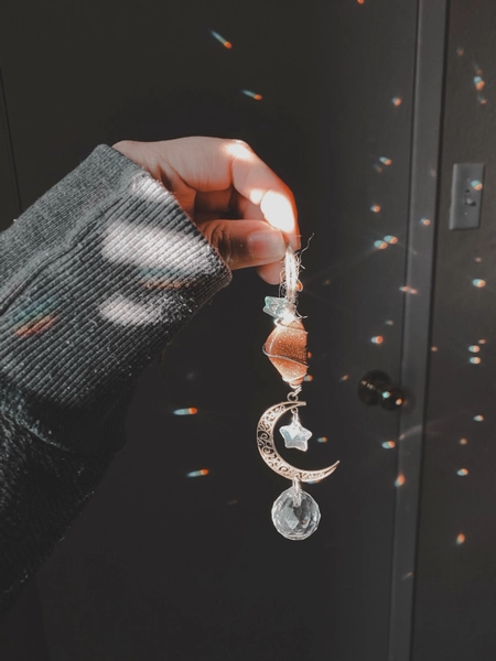 Crystal Sun Catcher for Cars, Trucks, Jeeps, Windows, Bedrooms, Rose Quartz, Clear Quartz, green aventurine, obsidian, amethyst, Opalite