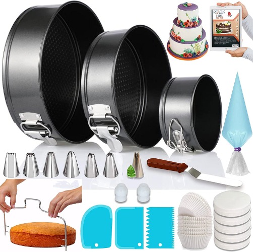 Cake Pan Set for Baking + Cake Decorating Supplies