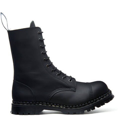 Black Greasy 10 Eye Steel Toe Capped Derby Boot | 8 Mens / 9 Womens
