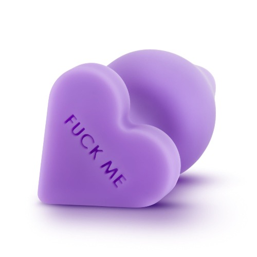 Naughtier Candy Heart Plug - F•ck Me 4.25" Purple