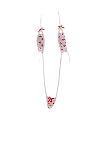 SINMIUANIME Women Lingerie Mini bikini strawberry lace up underwear set anime role play T-String bikini - One Size - Ecy2red