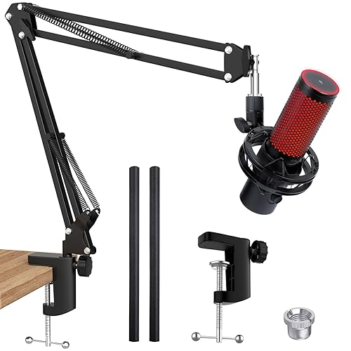 SUNMON QuadCast 2 Mic Arm, Mic Boom Arm Compatible with HyperX QuadCast 2, Desk Mic Stand with Cable Ties - QuadCast 2 Mic Boom Arm