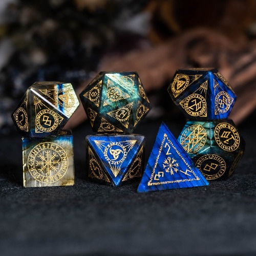 URWizards Dnd Engraved Labradorite Dice Set Nordic Style | Default Title