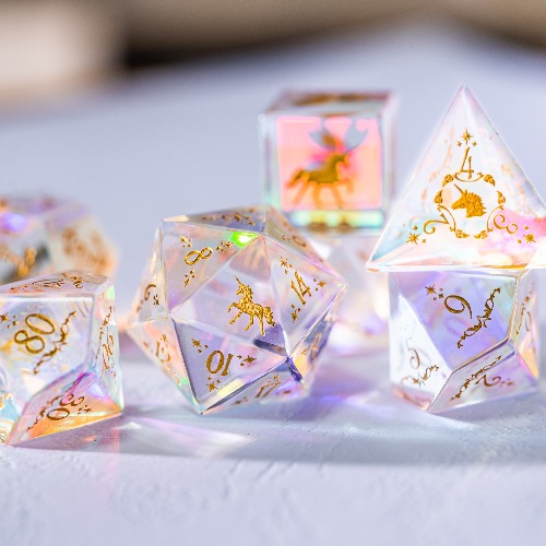 URWizards D&D Dichroic Prism  Glass Engraved Dice Set Unicorn Style | Default Title