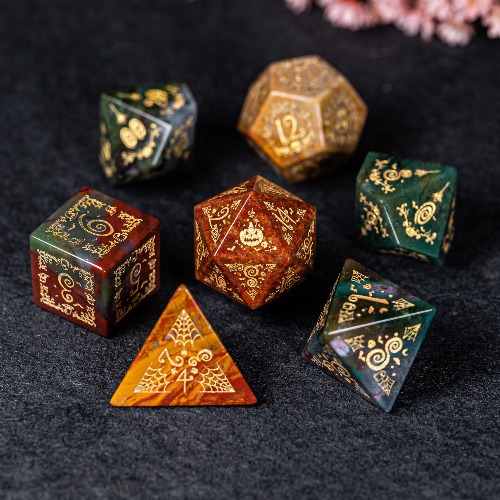 URWizards D&D Indian Agate Engraved Dice Set Halloween Style | Default Title