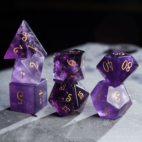 URWizards D&D Amethyst Gemstone Engraved Dice Set | Default Title