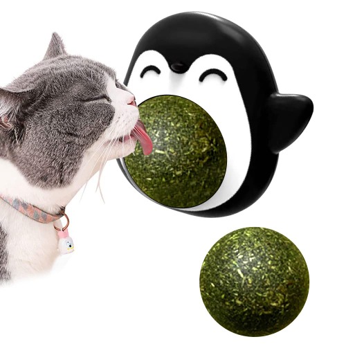 Herbe à Chat Boule Jouet pour Chat Boule Herbe a Chat Jouets d'intérieur pour Jouer avec Les Chats Peut être tourné à 360° avec Bouchon de Rangement et 1 Boule d'herbe à Chat remplaçable