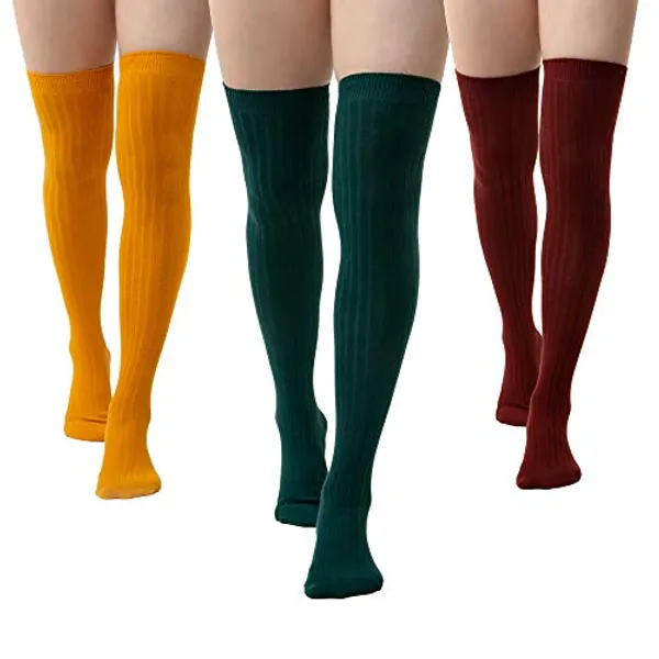 SERICI Thigh-High Socks | Womens Striped Cotton Thigh High Tube Sock | Over Knee Boot Socks