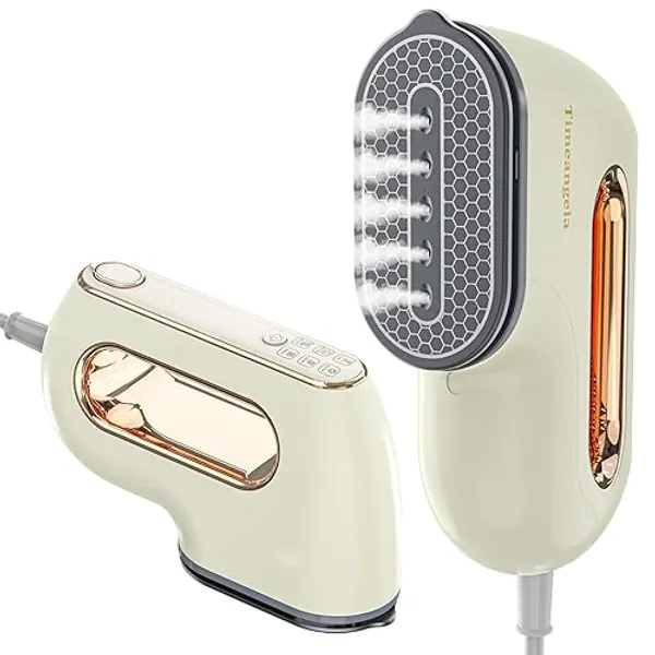 Portable Travel Steamer Iron for Clothes: Mini Handheld Garment Steam Ironing Machine for Clothing - Professional Small Size Hand Held Traveling Fabric Steamers for Wrinkle on Dress Shirt (Beige) - Beige