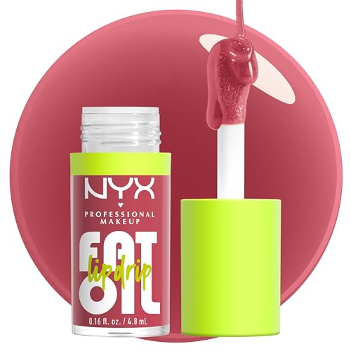 NYX Professional Makeup Gloss Huile à Lèvres de Squalane Fat Oil Lip Drip, Haute Brillance, Fini Non Collant, Hydratation 12H, Applicateur Extra Large, Mûre & Framboise, Chillin like a villain - Chillin like a villain