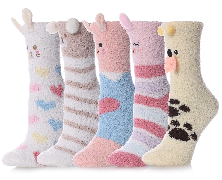 Womens Soft Cute Funny Animal Designe Microfiber Slipper Socks Cozy Fuzzy Winter Warm Socks
