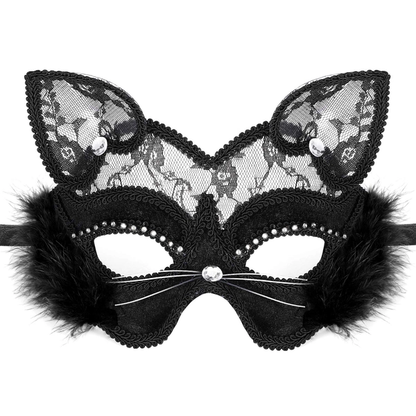 Acekar Venetian Masquerade Mask Luxury Black Cat Lace Mask for Fancy Dress Christmas Halloween Costume Party Girls Women