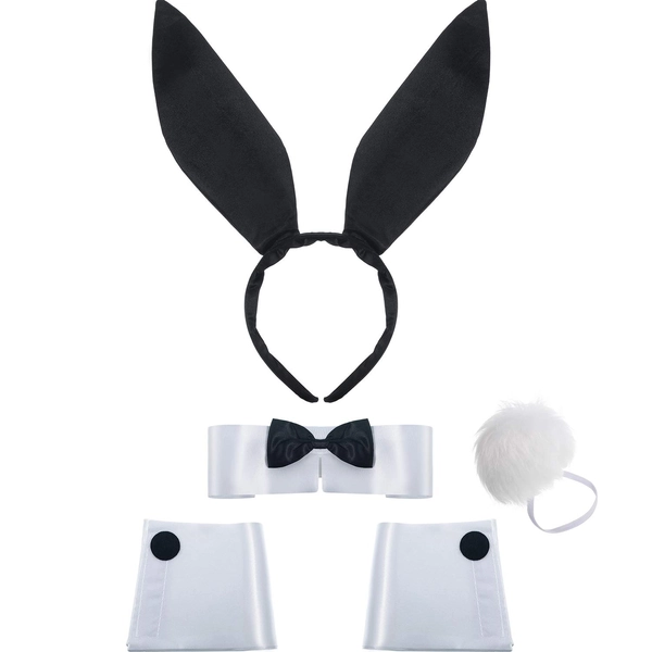 SATINIOR Women's Bunny Costume Set Rabbit Ear Headband Collar Bow Tie Costume Cuffs Rabbit Tail for Easter Party