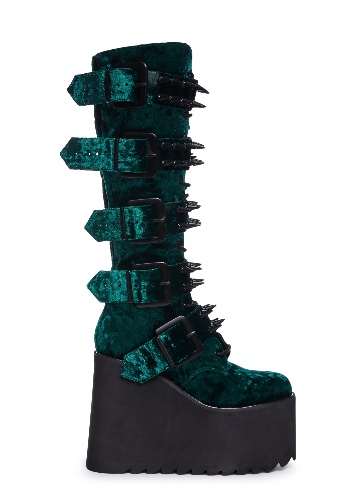 Appetite For Destruction Platform Boots - Green Velvet | US 10